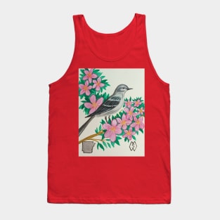 Arkansas state bird and flower, the mockingbird and apple blossom Tank Top